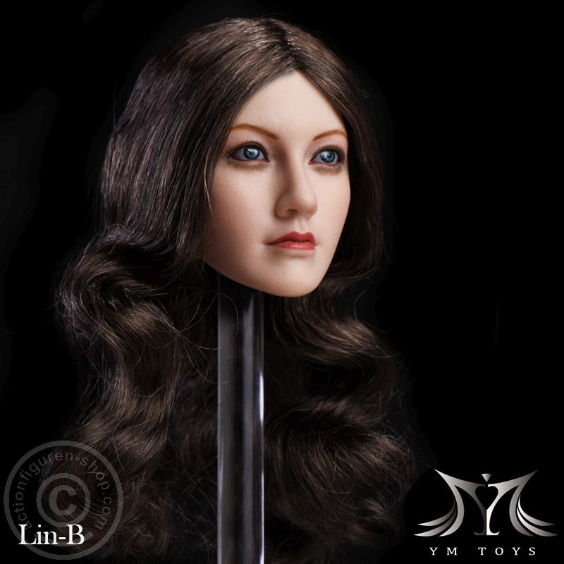 Asian Female Head - long dark-brown Hair