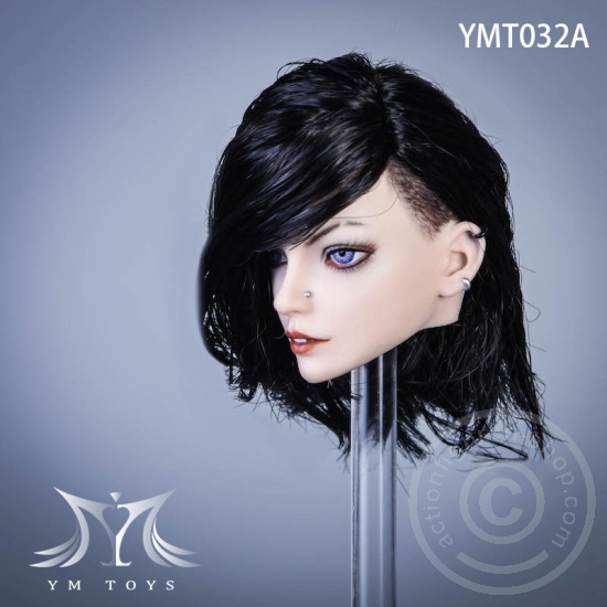 Head - black Hair - w/ Piercings