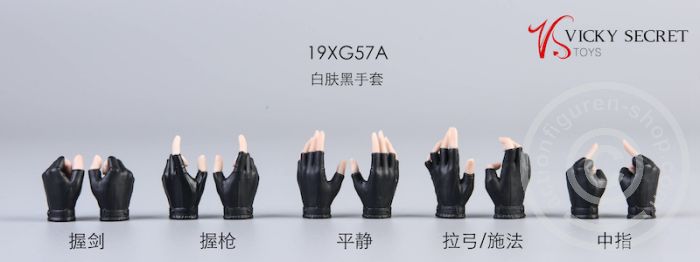 Half-Gloved Hand Set for female Bodys/Figures - black