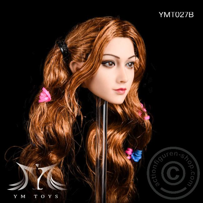 Kopf - brown long curly Hair w/ Braids