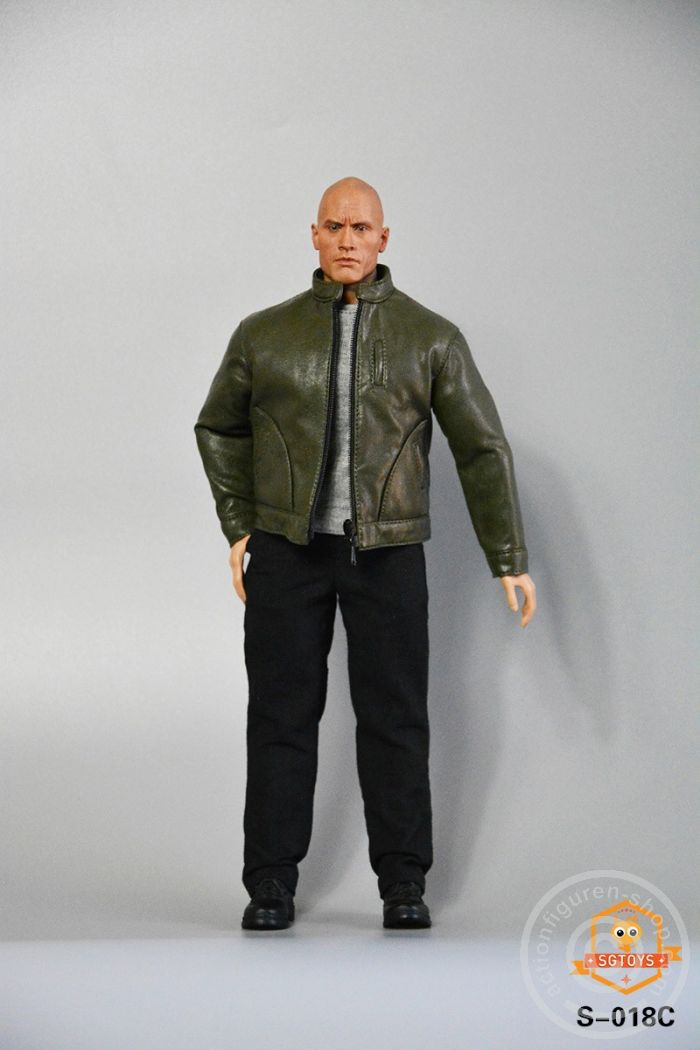 Strong Body Cloth & Leather Jacket Set - Dark Green