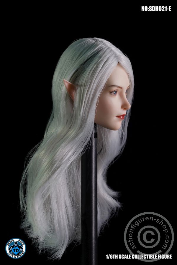 Female Head w/ detachable Elf-Ears - white long Hair