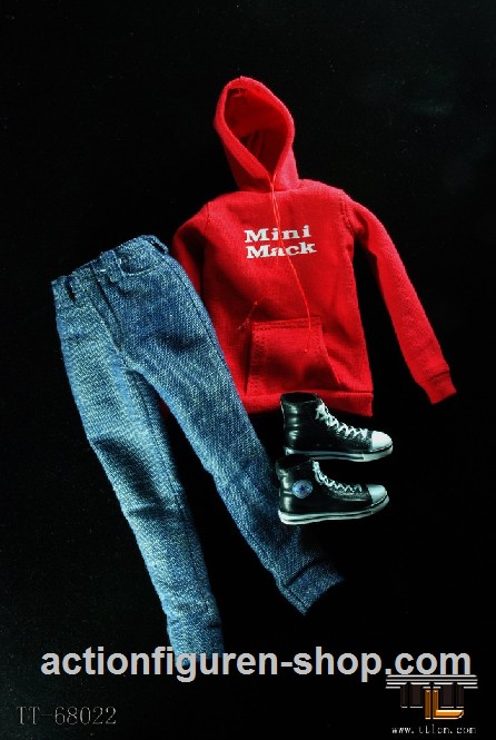 Red Female Hoodie mit Hose & Schuhen