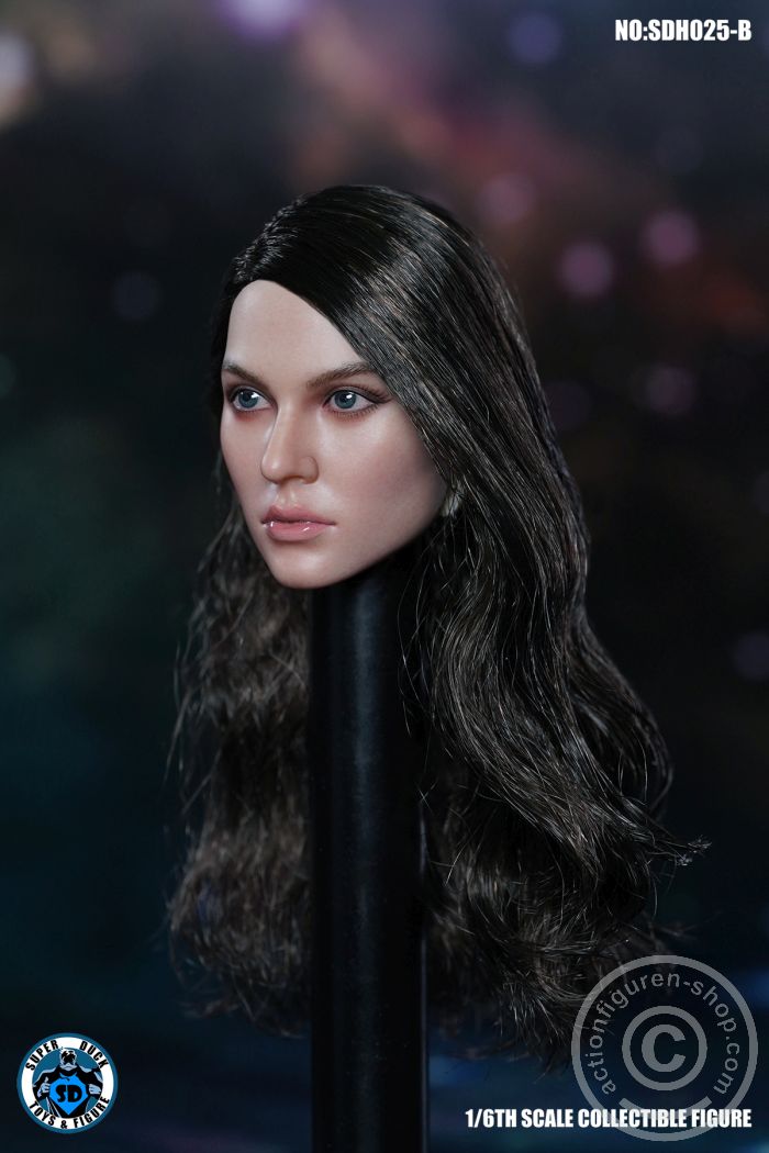 Female Head - curly long dark-brown Hair