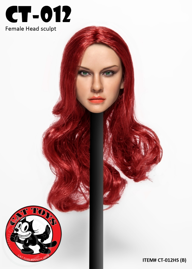 CAT012B-02 Female Head - long Red Hair