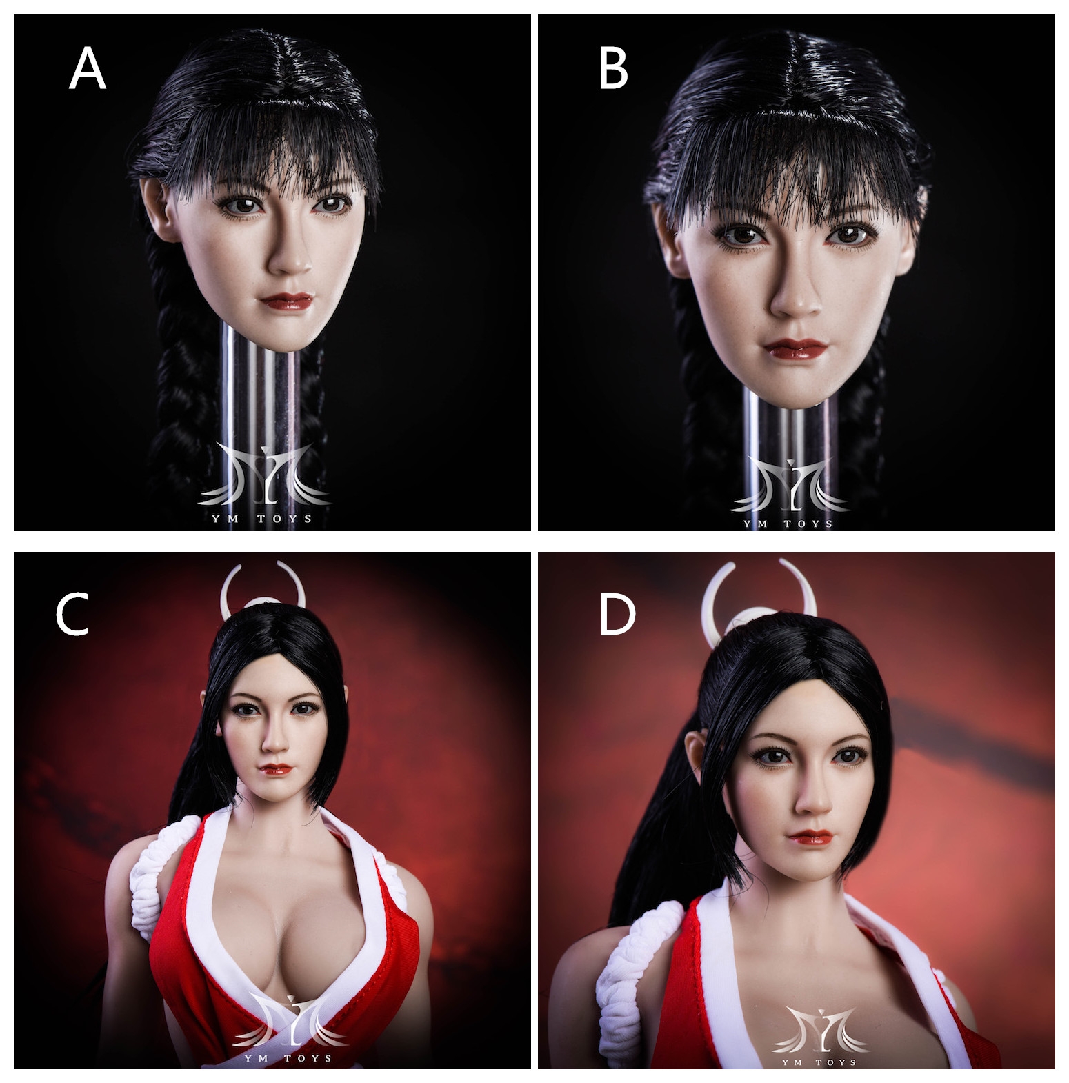 Asian Female Head - schwarze Haare mit Pferdeschwanz