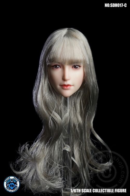 Female Head - silver long Hair