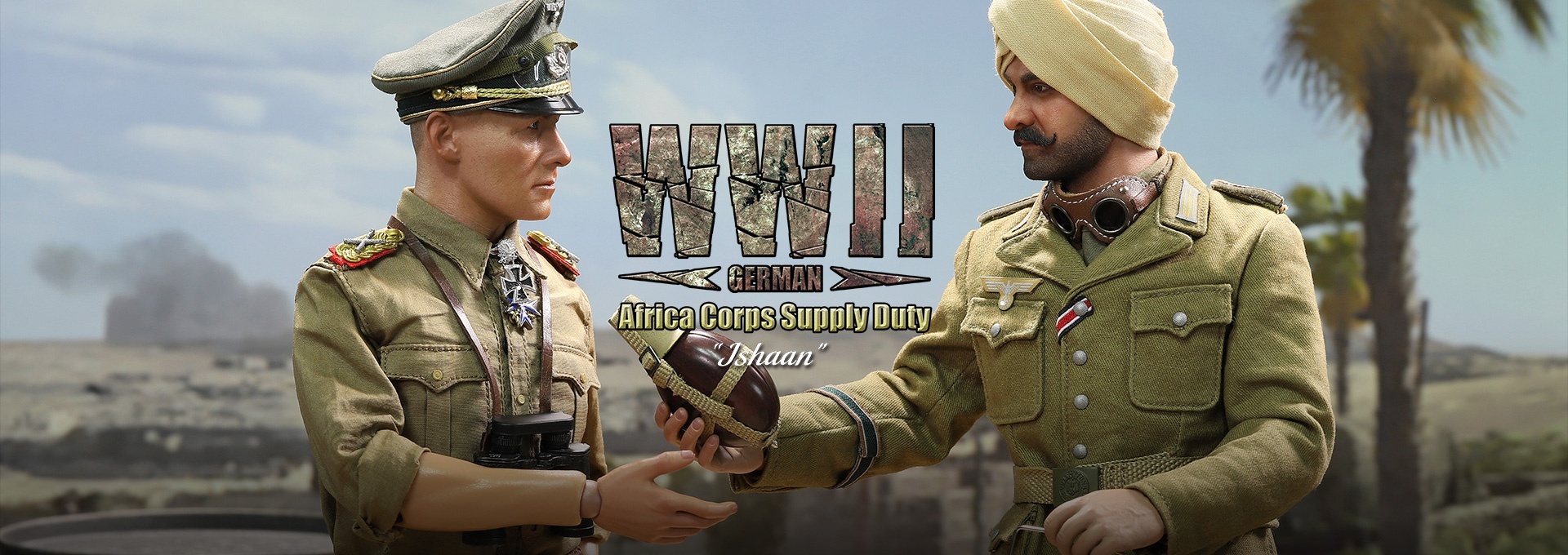 Ishaan & Panzer Commander - Stauffenberg - WWII German Africa Corps Supply Duty - in 1/6 scale Ishaan & Panzer Commander - Stauffenberg - WWII German Africa Corps Supply Duty - in 1/6 scale