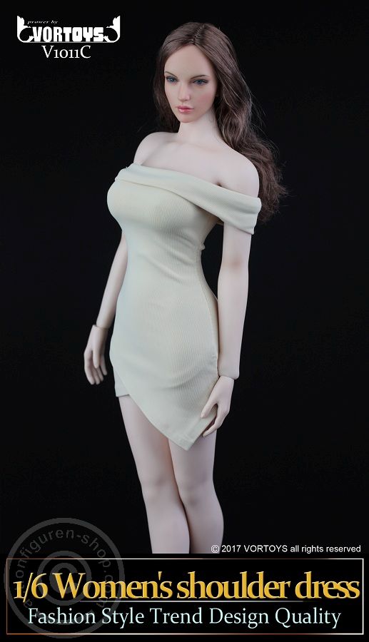 Womens Shoulder Dress - Creme