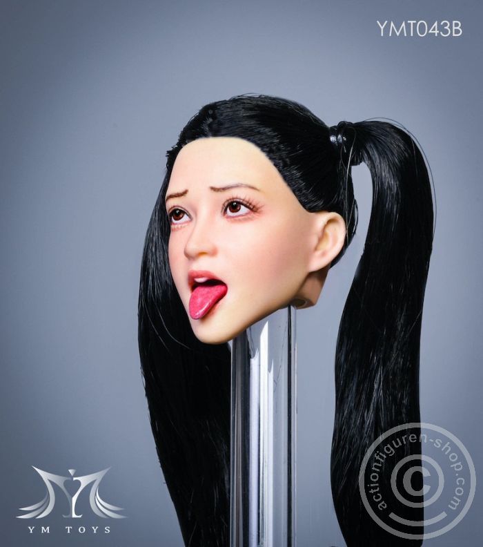 Head - black hair w/ 2 braids & Tongue out