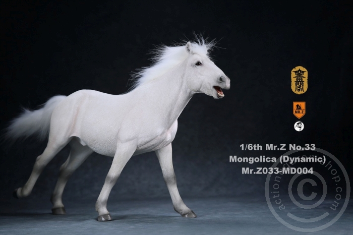 Mongolisches Pferd (in bewegter Pose) - weiß