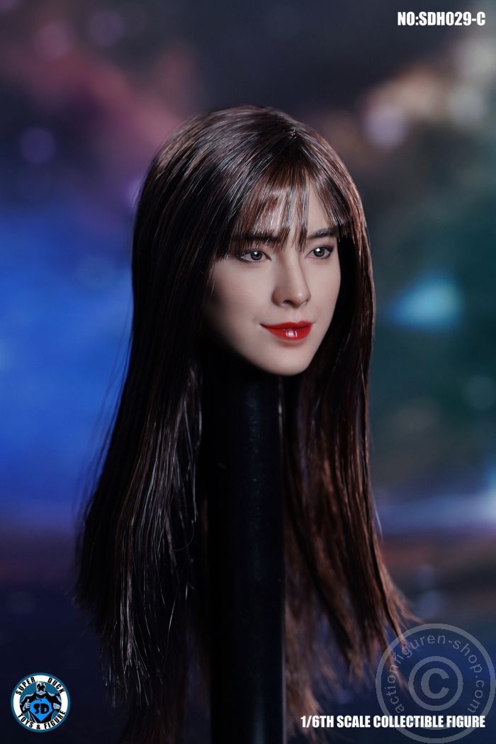 Female Head - long black-brown Hair