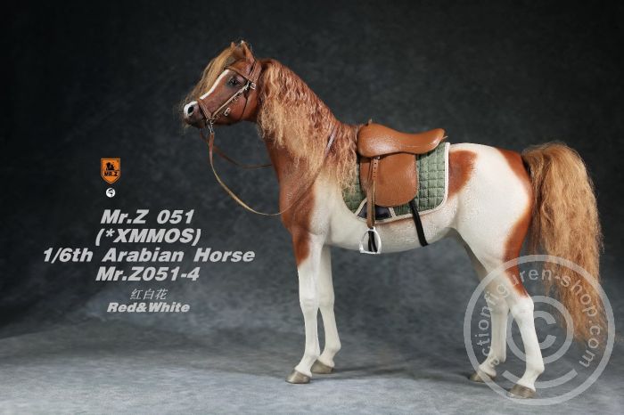 Arabian Horse w/ full European Harness - white-brown