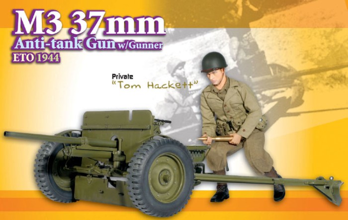 Tom Hackett mit M3 37mm Anti Tank Gun