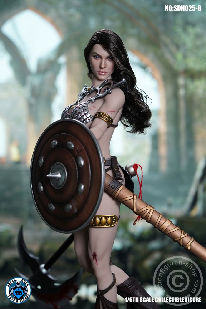 Female Head - curly long dark-brown Hair