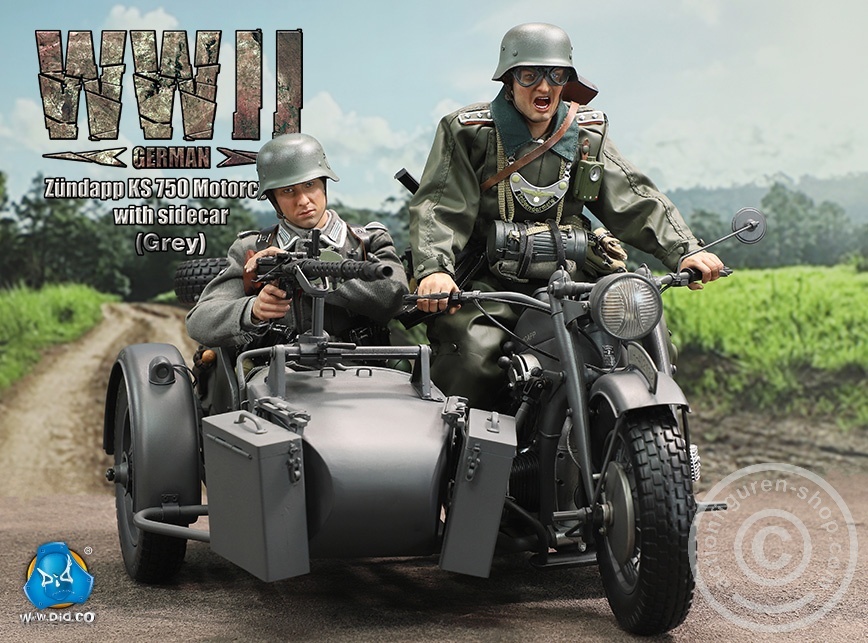 German Zündapp KS 750 Motorcycle with sidecar (Grey) - in 1/6 scale