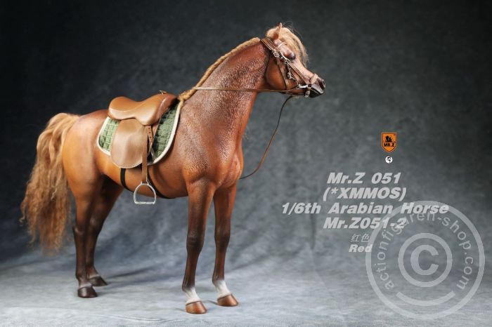 MRZ051-02-04 Arabian Horse w/ full European Harness - brown