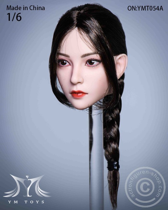 Female Head - Akiko - dark-brown Hair w/ braid