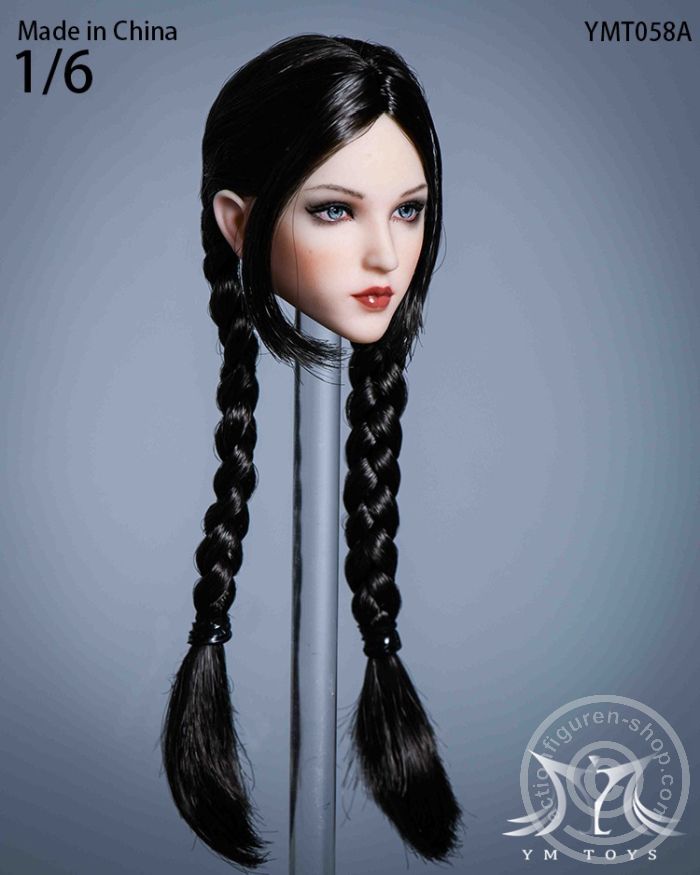Female Head - long black braids