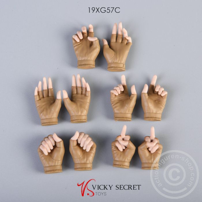 Half-Gloved Hand Set for female Bodys/Figures - brown