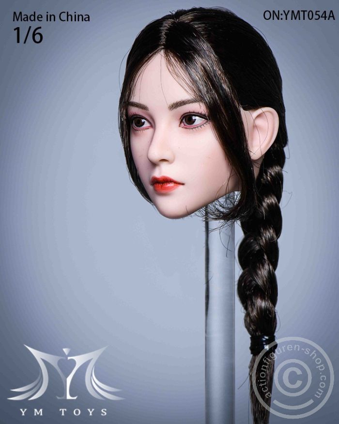 Female Head - Akiko - dark-brown Hair w/ braid