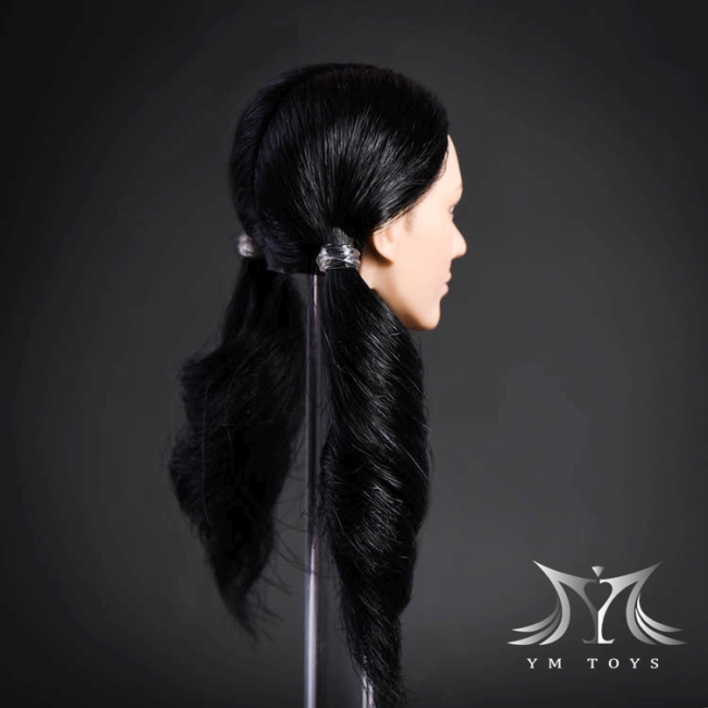 YMT-010C-03 Kopf - schwarze Haare - Zöpfe