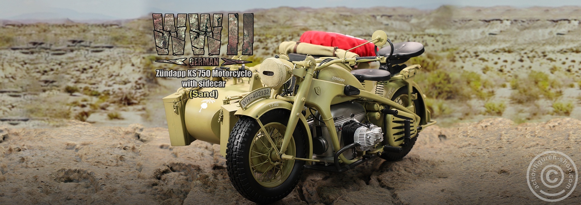 German Zündapp KS 750 Motorcycle with sidecar (Sand) - in 1/6 scale