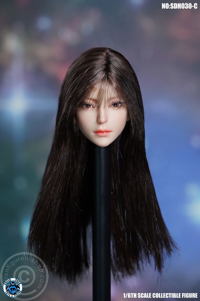 Female Head - long dark-brown Hair