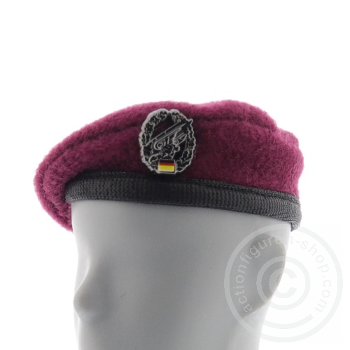 AFSb04-06 Barett - FJ - Bundeswehr - wein-rot mit Abzeichen