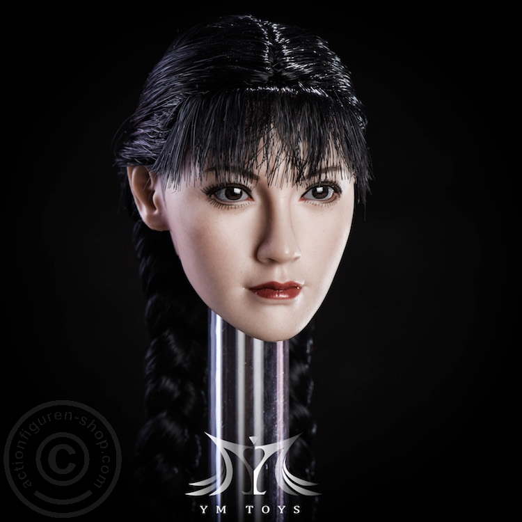 Asian Female Head - schwarze Haare mit Zöpfen