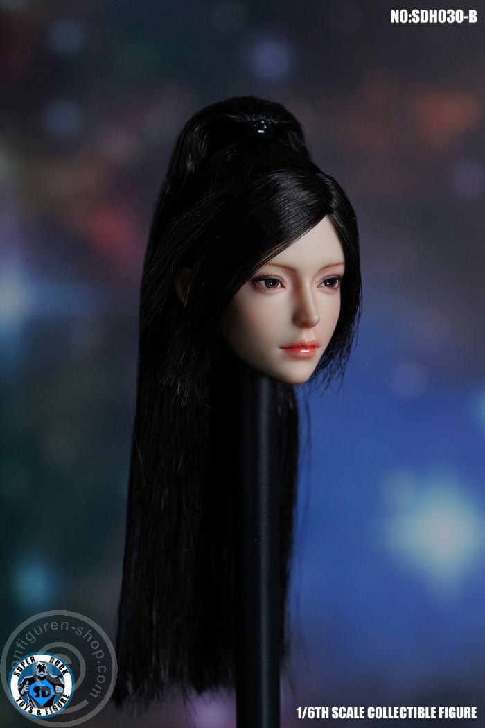 Female Head - long black, pinned up Hair