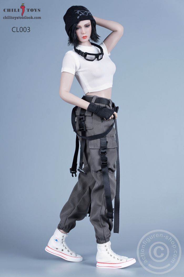 Casual Female Cargo Pants Set - D