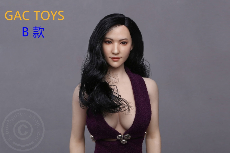 Female Head - black long curly Hair