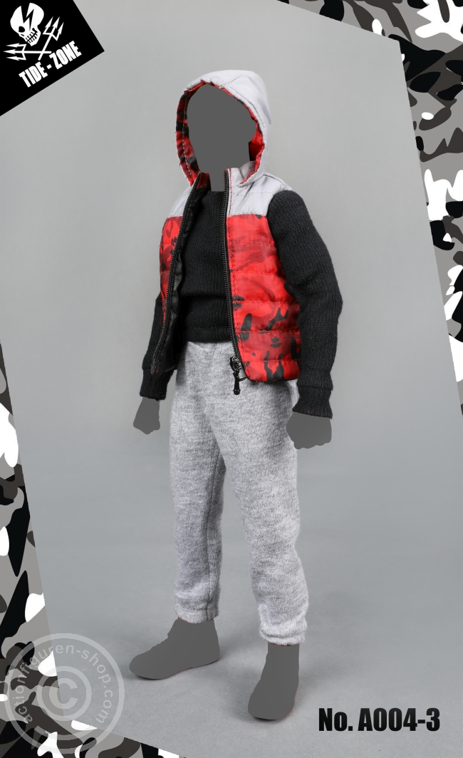 Camouflage Cotton Vest Suit - red