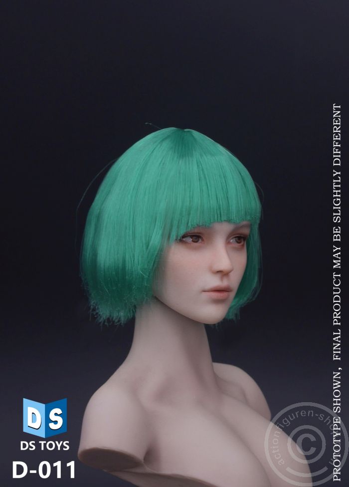 Female Head - short - green Hair