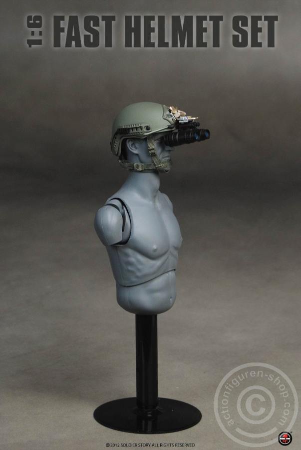 FAST Helmet, High Cut (XP) Helmet w/ Skeleton shroud - Foliage Green