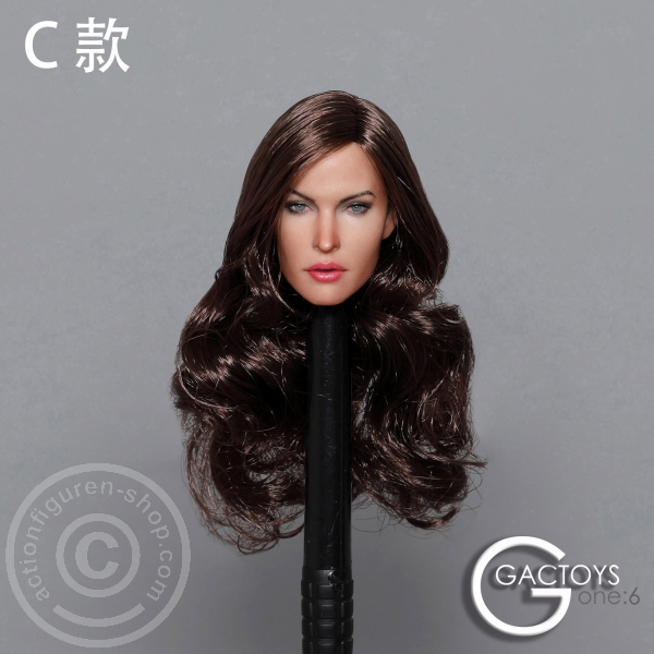 Female Head long dark brown curly Hair