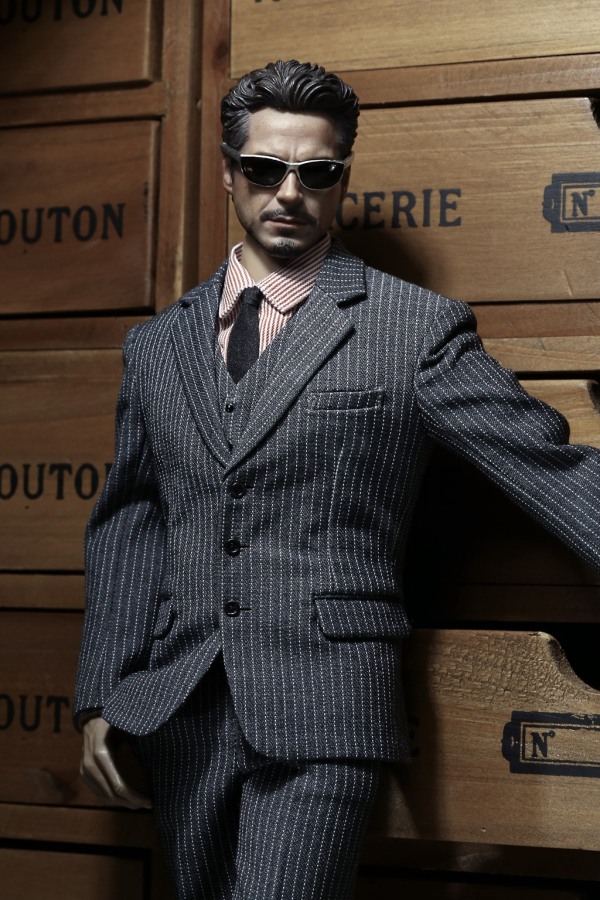 Mens striped Suit Set - light-grey