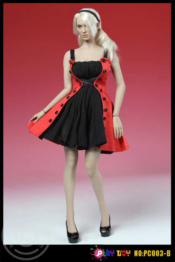 Kleid mit High Heels - rot/schwarz