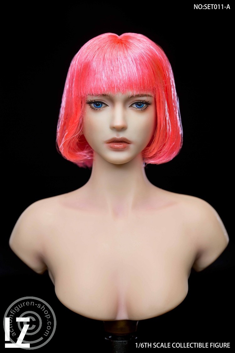 Female Character Head Sculpt - short pink hair