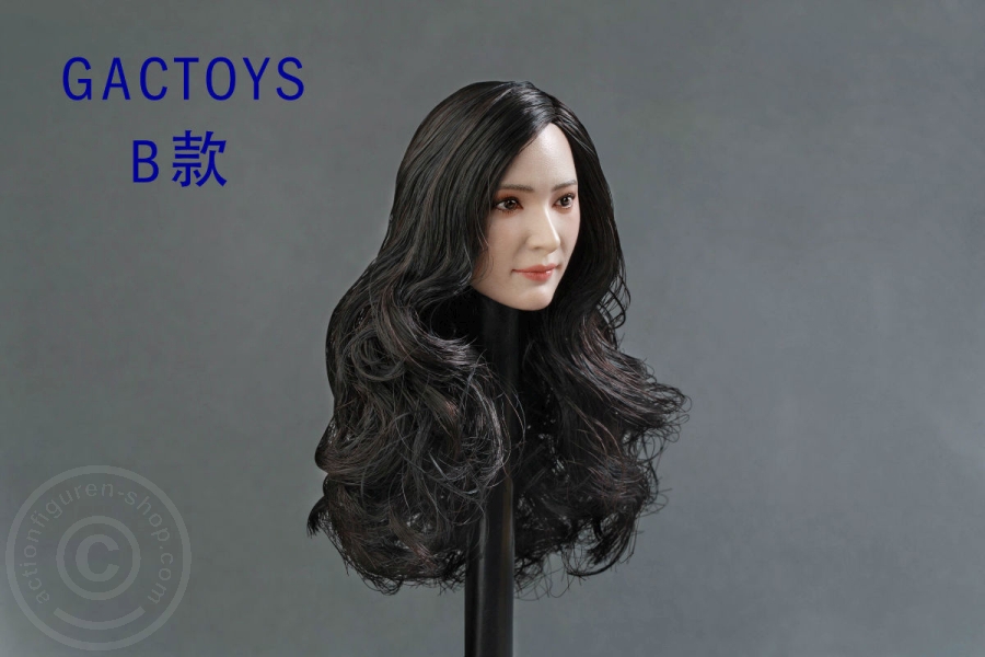 Female Head - black long curly Hair