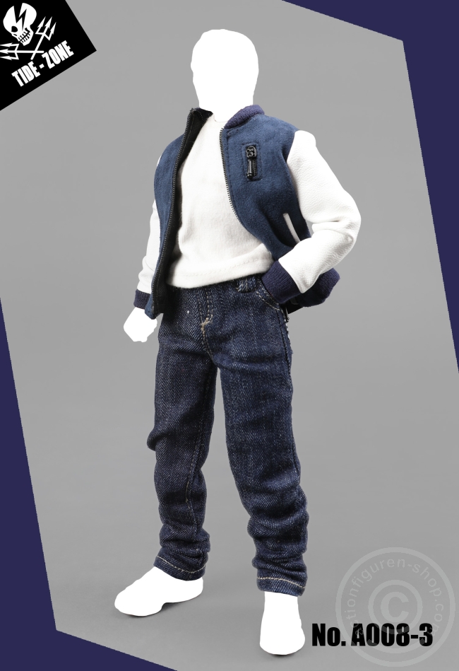 TiZ-A008-3-02 Baseball Blouse Suit Set - blue