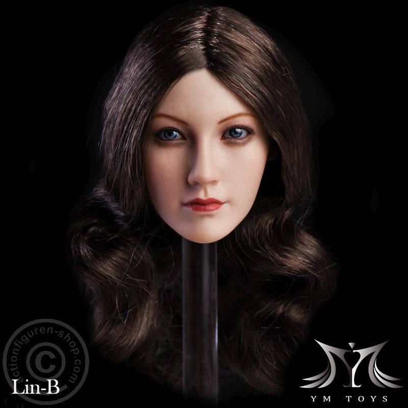 Asian Female Head - long dark-brown Hair