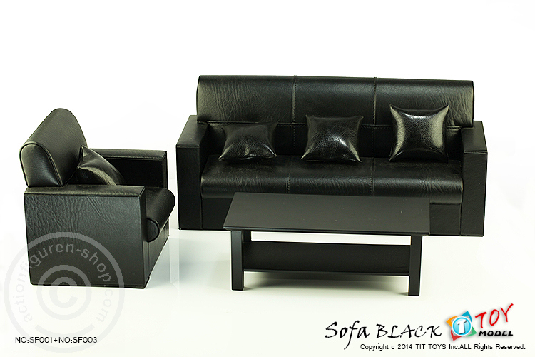 3er Sofa - schwarz - für 1:6 Figuren