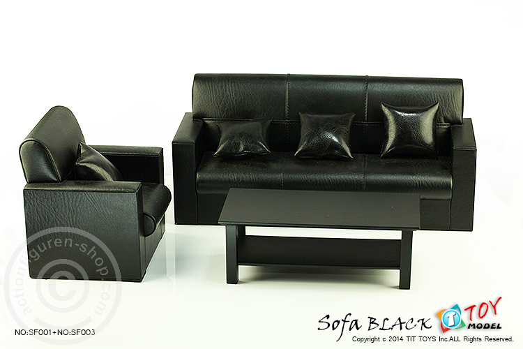 TITSF1-4-09 3er Sofa - schwarz - für 1:6 Figuren