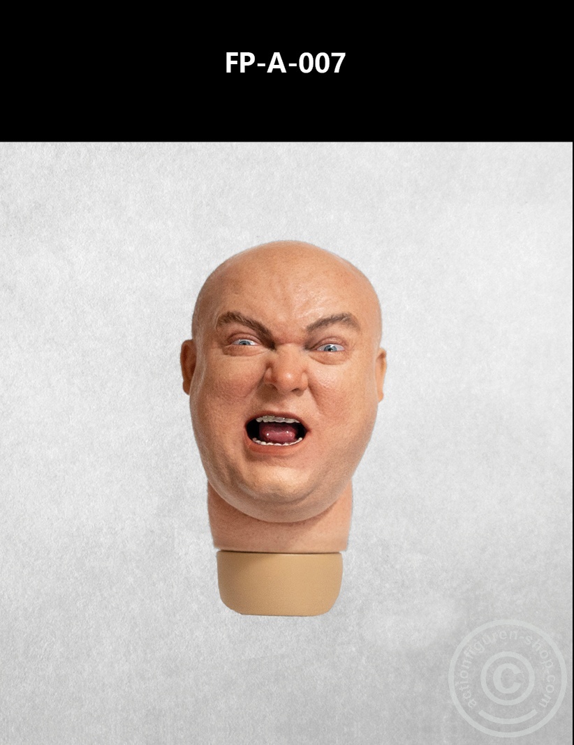 Head - male - white - fat - grinning - shouting