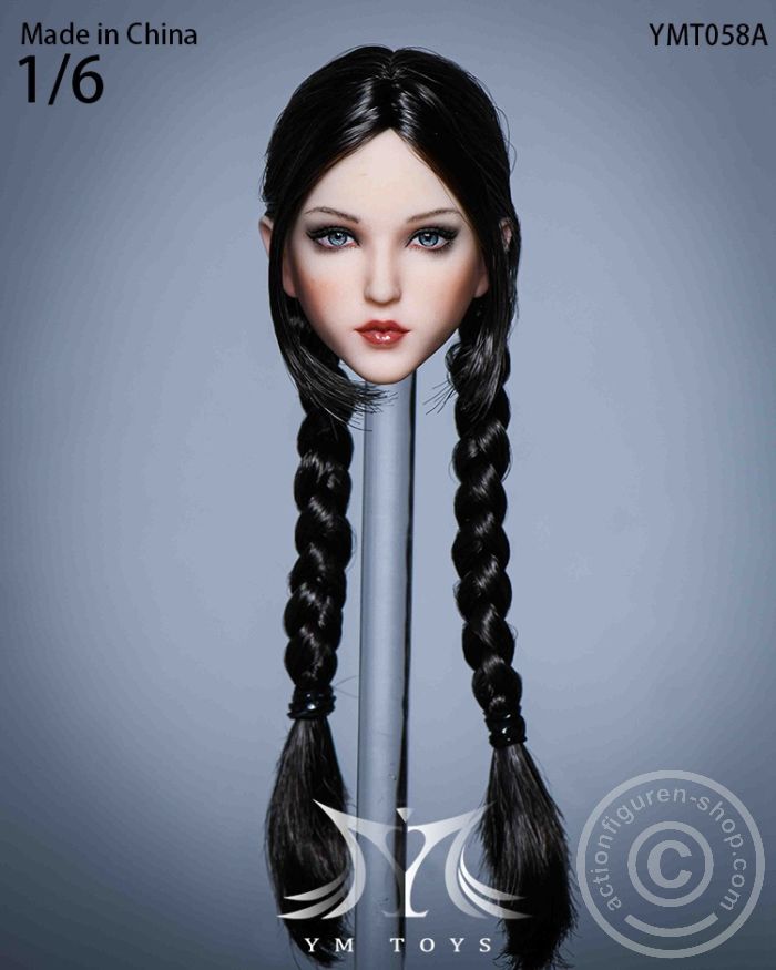 Female Head - long black braids