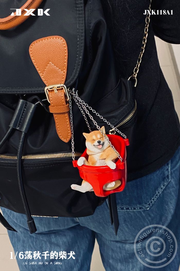 Shiba Inu On A Swing - light-brown