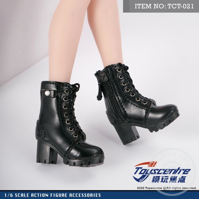 Black Female Boots w/ Zipper & Laces