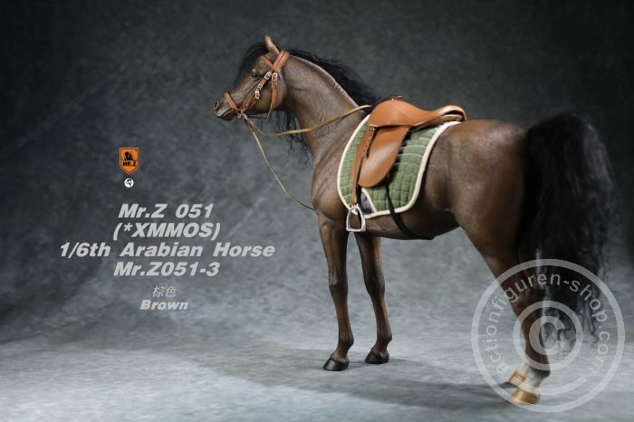 MRZ051-03-03 Arabian Horse w/ full European Harness - dark-brown
